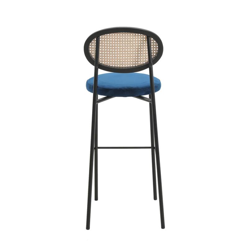 LeisureMod Euston Modern Wicker Bar Stool with Powder Coated Steel Frame - 42"
