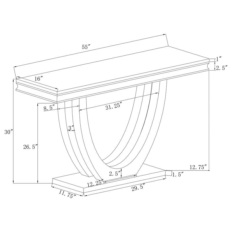 Kerwin U-base Sintered Stone Top Entryway Sofa Console Table Chrome