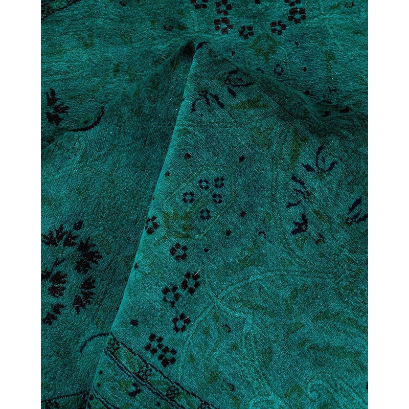 Fine Vibrance, One-of-a-Kind Hand-Knotted Area Rug - Green, 6' 1" x 6' 1" - 6' 1" x 6' 1"