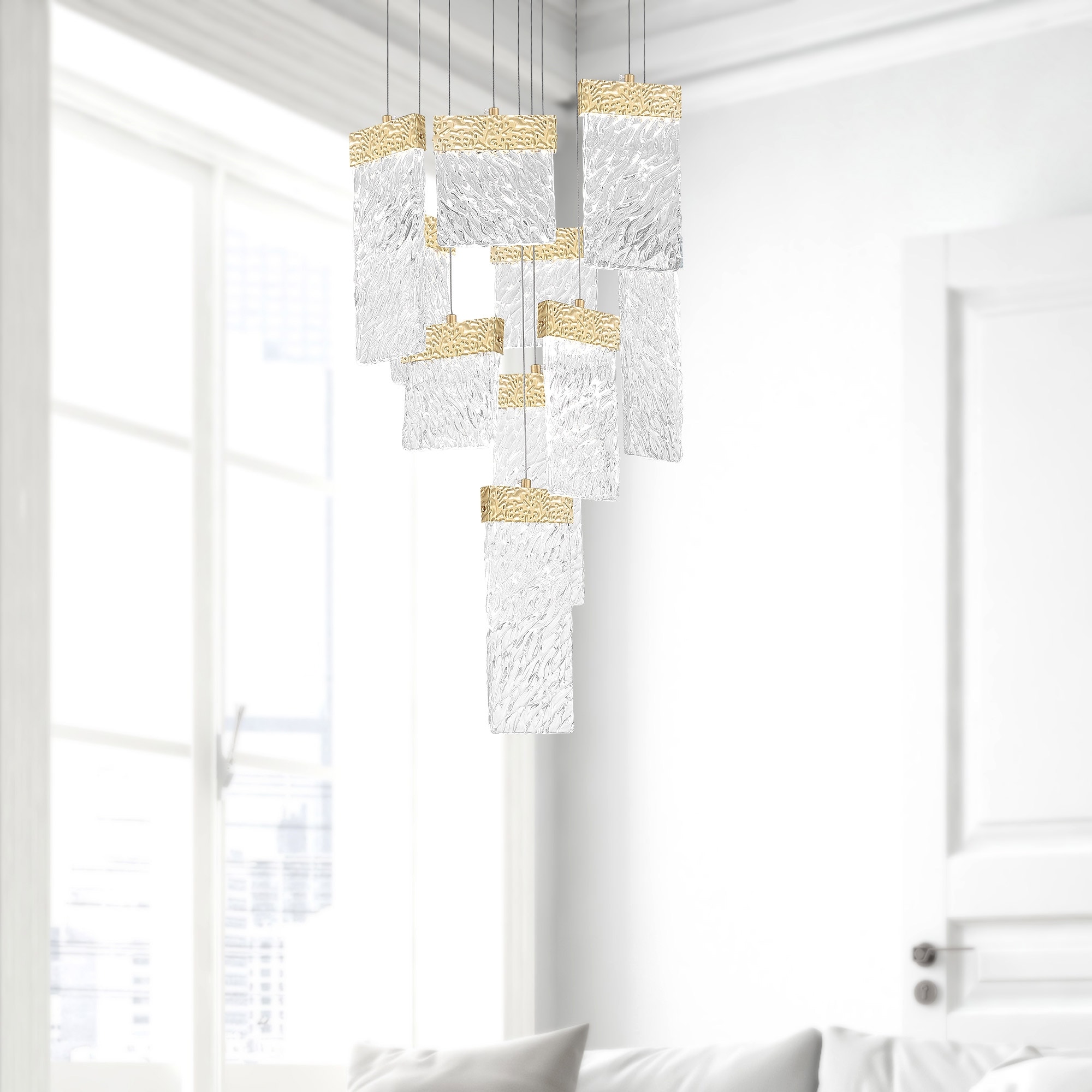 CWI Lighting Carolina Integrated LED 20in Gold Leaf Chandelier - Gold Leaf