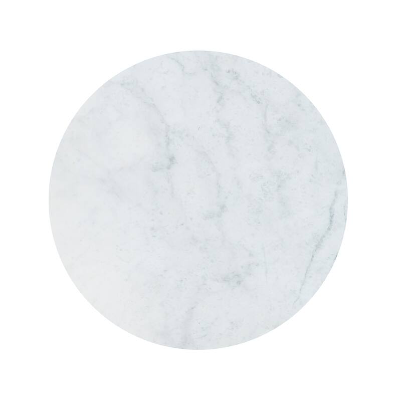 Modern Round Side Table with Banswara Marble Top & Stained Mango Wood Base - Elegant Accent Table