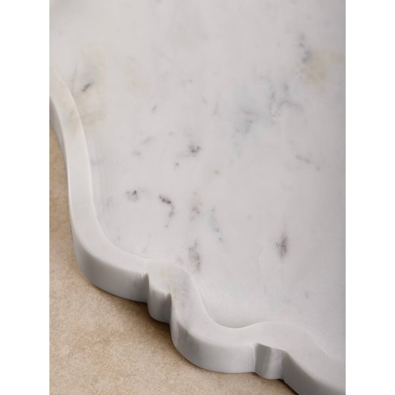 Cascade White Marble Tray - 14 X 10