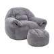 preview thumbnail 27 of 42, Bean Bag Chair, Comfy Bean Bag Sofa with Back Support, With Footstool,Faux Fur Bean Bag Chair