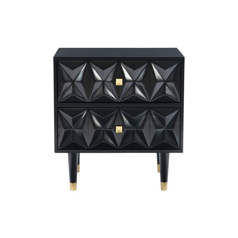 Carson Carrington Geo Wood Nightstand - Black