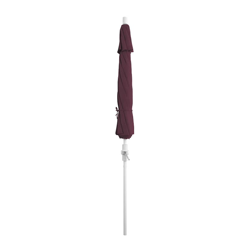 California Umbrella 9' Rd Patio Umbrella White Aluminum Frame Fiberglass Ribs Crank Lift Collar Tilt, Pacifica Pacific Blue