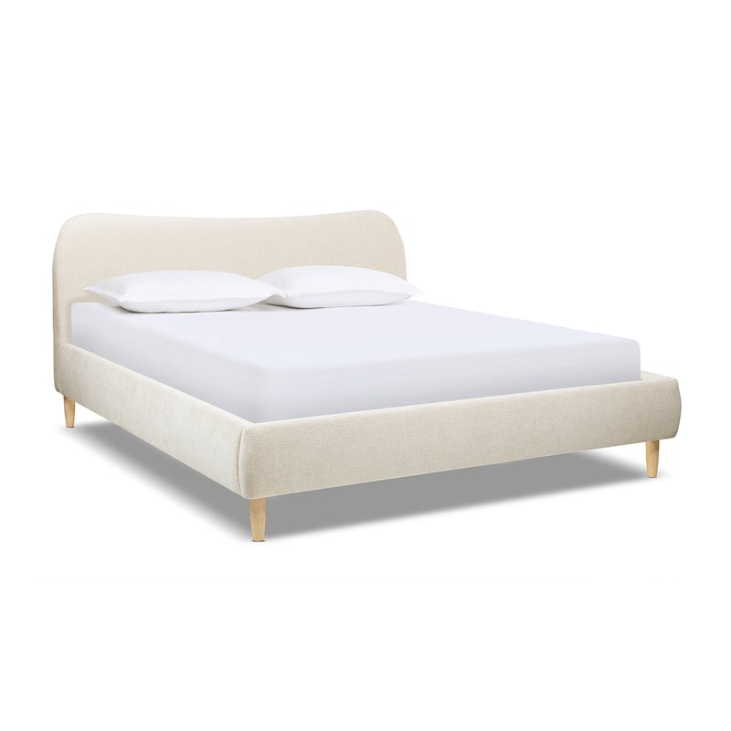Roman Boucle Sherpa Curved Headboard Modern Platform Bed