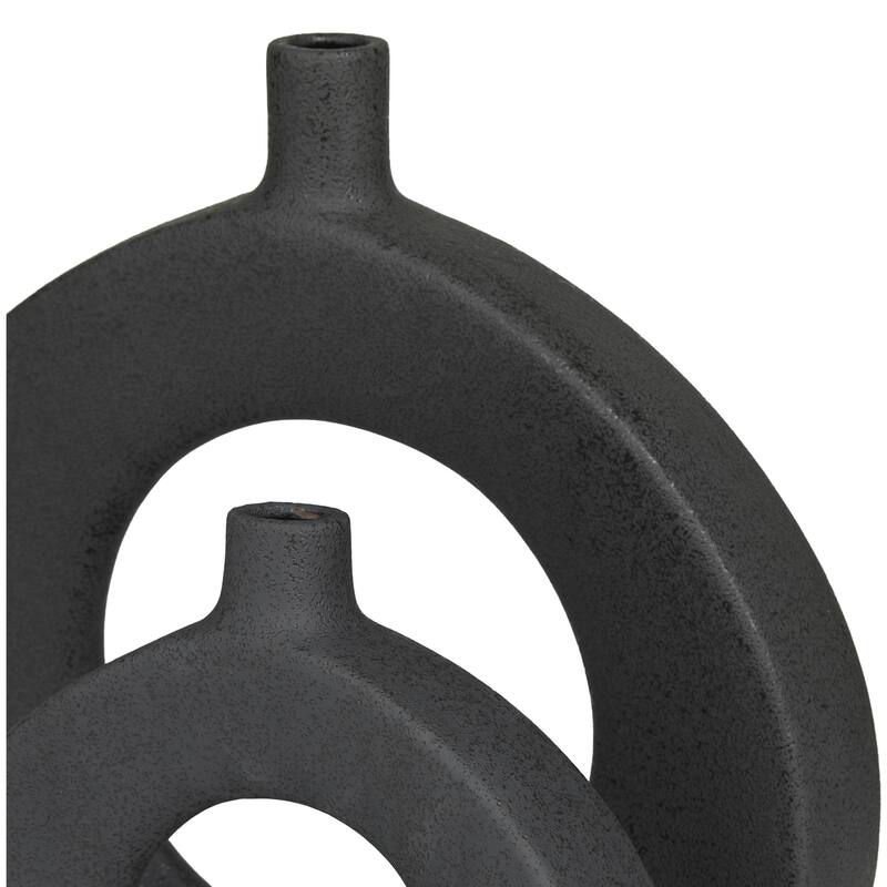 Ceramic Round Donut Shaped Decorative Vase - Set of 2 White or Black - CosmoLiving by Cosmopolitan