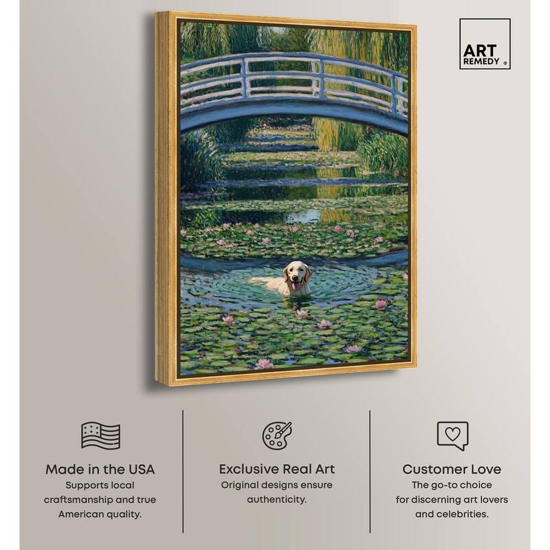 The Pond Under the Bridge Canvas by Art Remedy