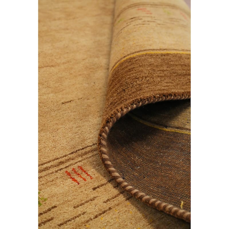 Hand Knotted Oriental 100% Wool Carpet Tribal Solid Yellow & Gold Gabbeh Area Rug - 11' 3'' X 8' 0''