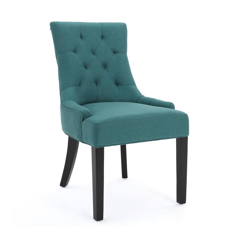 Chen Dining Chair Set of 2, 36 Inch Oval Shaped Padded Cushion, Teal