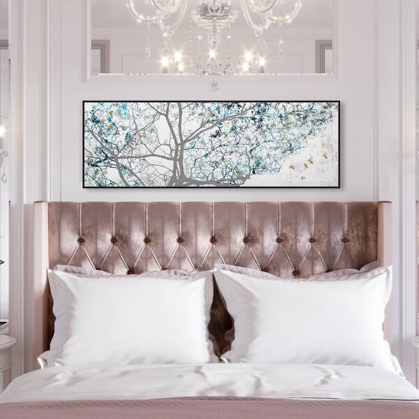 Oliver Gal Turquoise Enchantment Floral And Botanical Wall Art Framed Canvas Print Trees Blue Gray Overstock 31794637