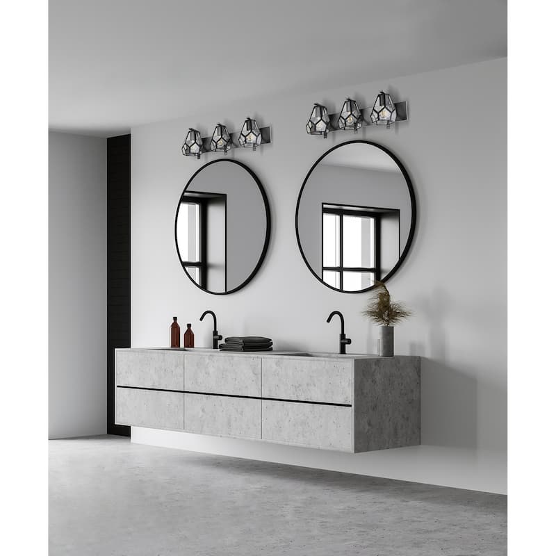 Mardyke - 3-Light Bath/Vanity Light - Matte Black with Clear Glass Shade - 25.20"L x 7.60"Ext X 0.90"W X 8.15"H - 25.20"L x 7.60"Ext X 0.90"W X 8.15"H - Matte Black, Clear