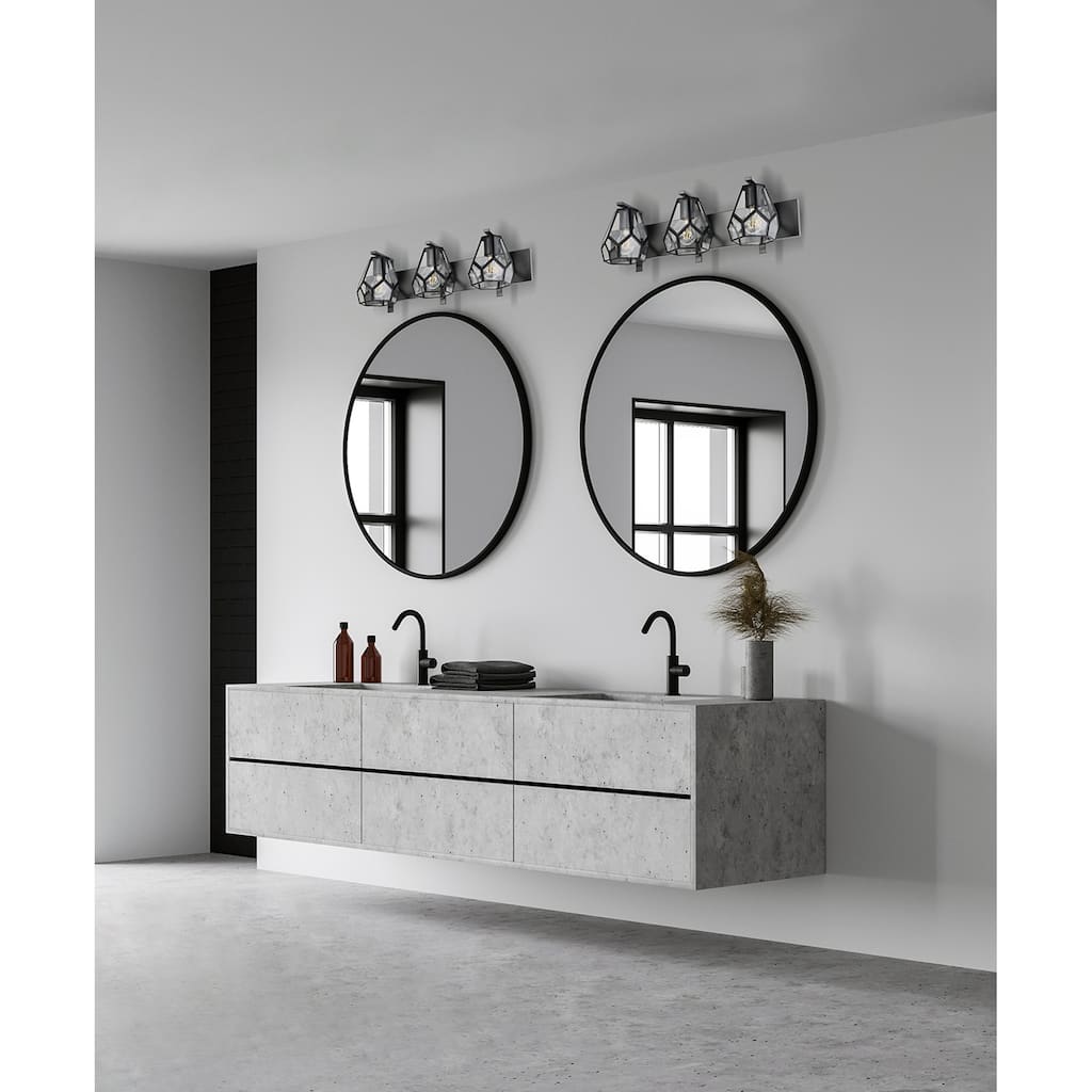 Mardyke - 3-Light Bath/Vanity Light - Matte Black with Clear Glass Shade - 25.20"L x 7.60"Ext X 0.90"W X 8.15"H