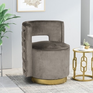 Cardan Modern Glam Round Open Back Velvet Swivel Club Chair by Christopher Knight Home - 26.25" L x 24.25" W x 28.50" H