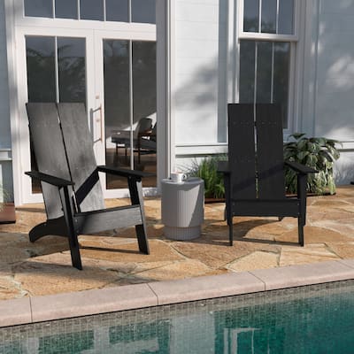 Modern Dual Slat Back Adirondack Style Chairs, Set of 2