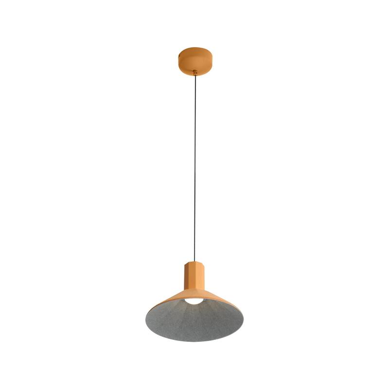 Golden Lighting Faroe 13in Integrated LED Pendant in Earth Yellow/Grey Felt - Gold
