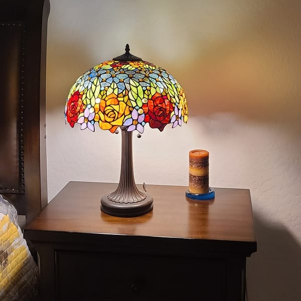 Shop Black Friday Deals On Tiffany Style Table Lamp 23 Tall Stained Glass Floral Decor Nightstand Bedroom Office Handmade Gift Am1534tl16b Amora Lighting Overstock 29030464