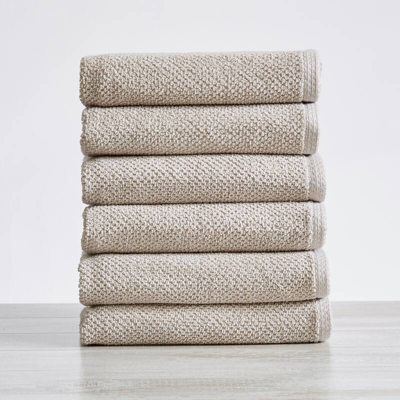 Luxurious Cotton Popcorn Textured Towel Set - Hand Towel (6-Pack) - Silver Cloud