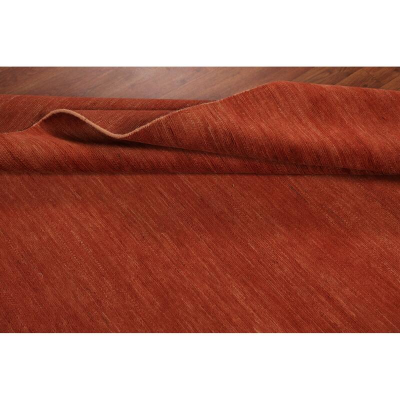 Striped Orange Gabbeh Modern Rug Handmade Wool Carpet - 4'9" x 6'6"