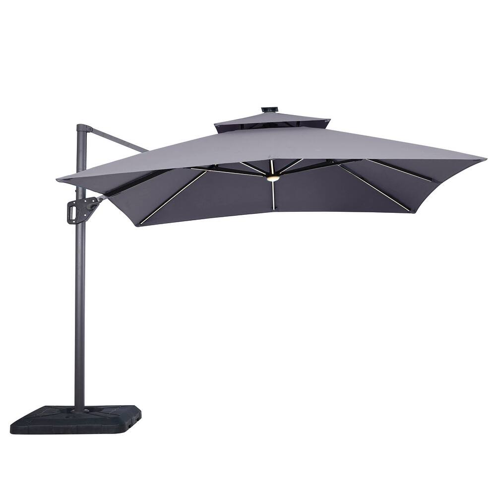Furniture of America Spring III 10-foot LED Tube Lights Steel Cantilever Offset Tilt Roma Umbrella