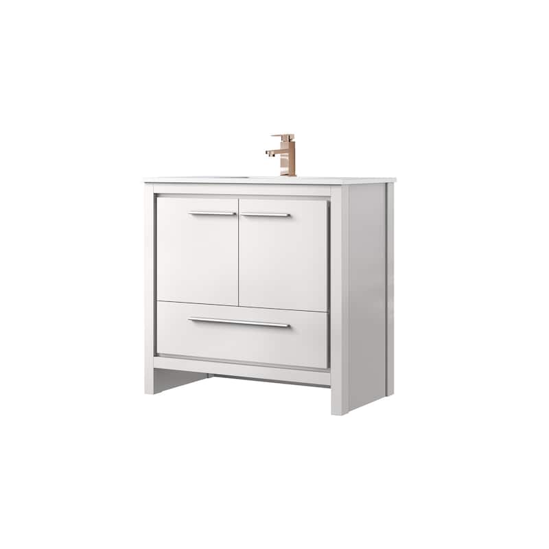 Lafarre Bath Vanity Cultured Marble Top, Sink and Rose Gold Faucet