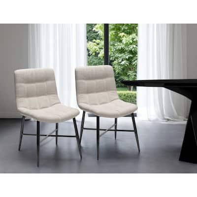 Set of 2 Modern Upholstered Side Chairs with Open Back, Metal Legs for Dining or Living Room - 34”H x 24”W x 19.8”D