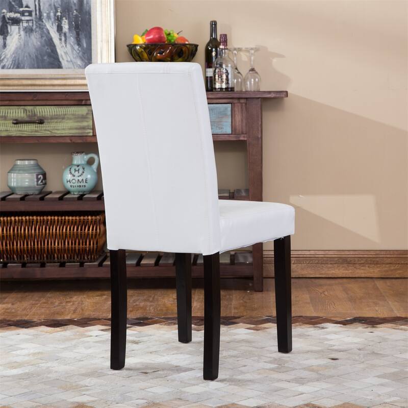 Urban Style Solid Wood Leatherette Padded Parson Chair, Set of 2