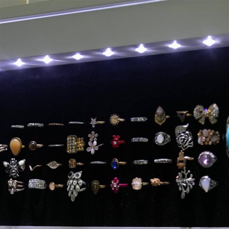 Jewelry Storage Mirror Cabinet with Drawers and LED Lights - 14.6 x 3.9 x 42.5