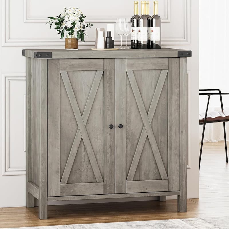 Storage Cabinet 15.7" d x 30" w x 31.5" h, Sideboard Buffet Cabinet with 2 Doors and Adjustable Shelves