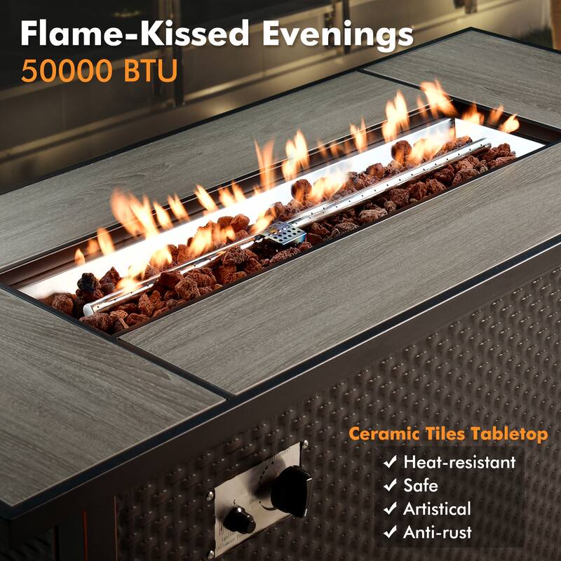 XIZZI 9-Piece Outdoor Patio Furniture Swivel Chair Set with Fire Pit