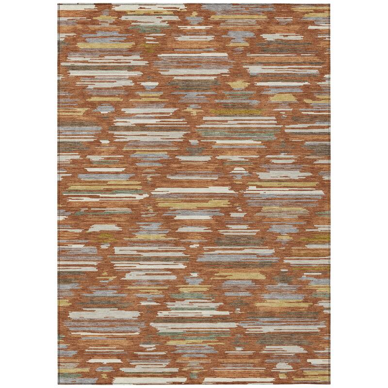 Machine Washable Indoor/ Outdoor Modern Trellis Chantille Rug