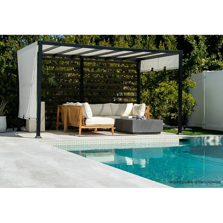 Sunjoy 10 ft. x 12 ft. Modern Metal Pergola with White Adjustable Garden Shade - White