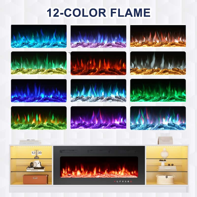 EROMMY Electric Fireplace TV Stand, Living Room Media Storage Cabinet and Entertainment Console