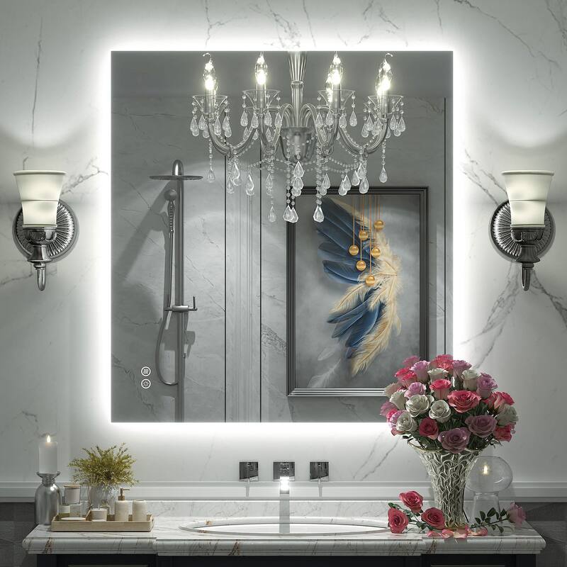 UL Certified Frameless Anti-Fog 3 Colors Dimmable LED Backlit Wall Bathroom Vanity Mirror