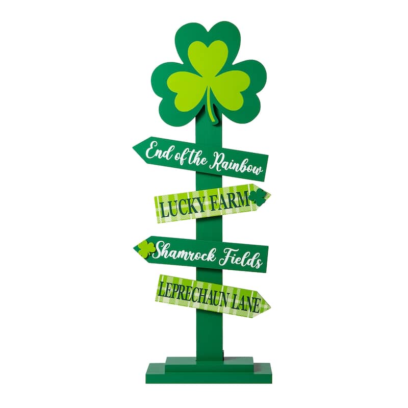 Glitzhome 36"H Wood Shamrock Leprechaun HAPPY ST.PATRICK'S DAY Sign Porch Decor
