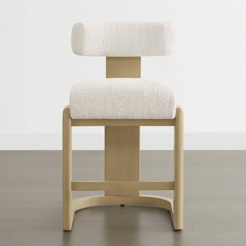Spruce & Spring Arya Upholstered Boucle Counter Stool with Solid Wood Frame