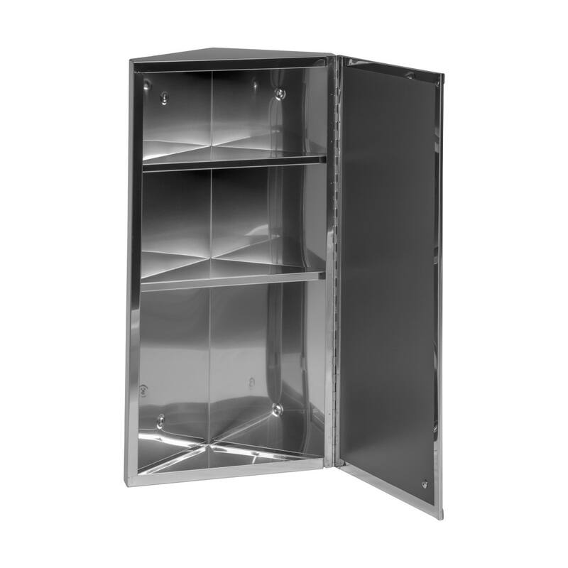 Medicine Cabinets 23.6" x 11.8" Stainless Steel Corner Cabinet with Mirror and Hardware Opens Left to Right Renovators Supply