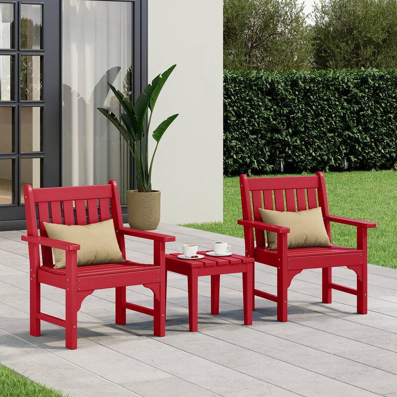 Laguna Outdoor Patio 3-Piece Garden Arm Chair Conversation Set With Side Table
