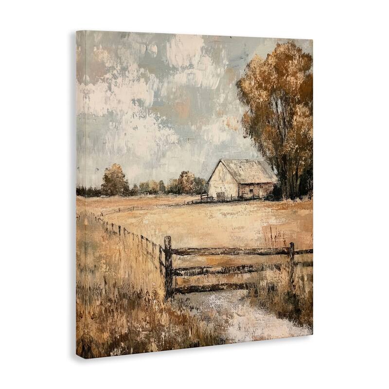 Stupell Fenced In Farm View Canvas Wall Art Design By Petal Prints Design