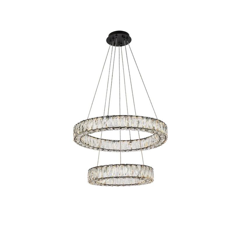 Indigo Home 24 inch LED double ring pendant in black - Black