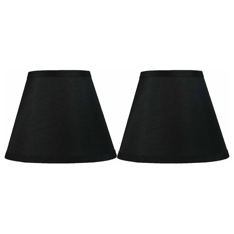 Hardback Faux Silk Conical Lamp Shade, 5 inch Top, 9 inch Bottom, 7 inch Slant - Set of 2 - Black