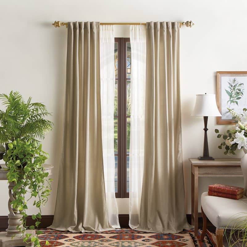 Martha Stewart Naples Chenille Solid Curtains - Panel Pair or Valance - 84-in - Natural