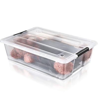 Sorbus Clear Underbed Storage Bins with Lids and Handles 40qt Capacity Organizer Boxes (Single) - 25.3" W x 17.7" L x 7" H