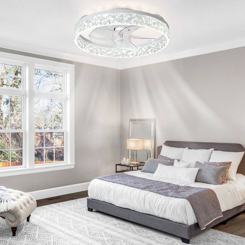 Low Profile Ceiling Fan with Light: 20-16 Inch, App Remote Control, Dimmable 3 CCT LED, 6 Wind Speeds, Ultra Quiet