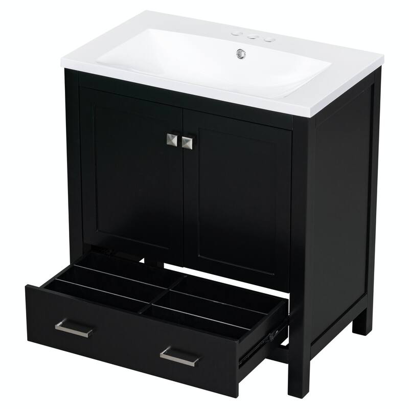 30" Bathroom Vanity with Single Sink, Combo Cabinet, 2 Doors, 1 Drawer