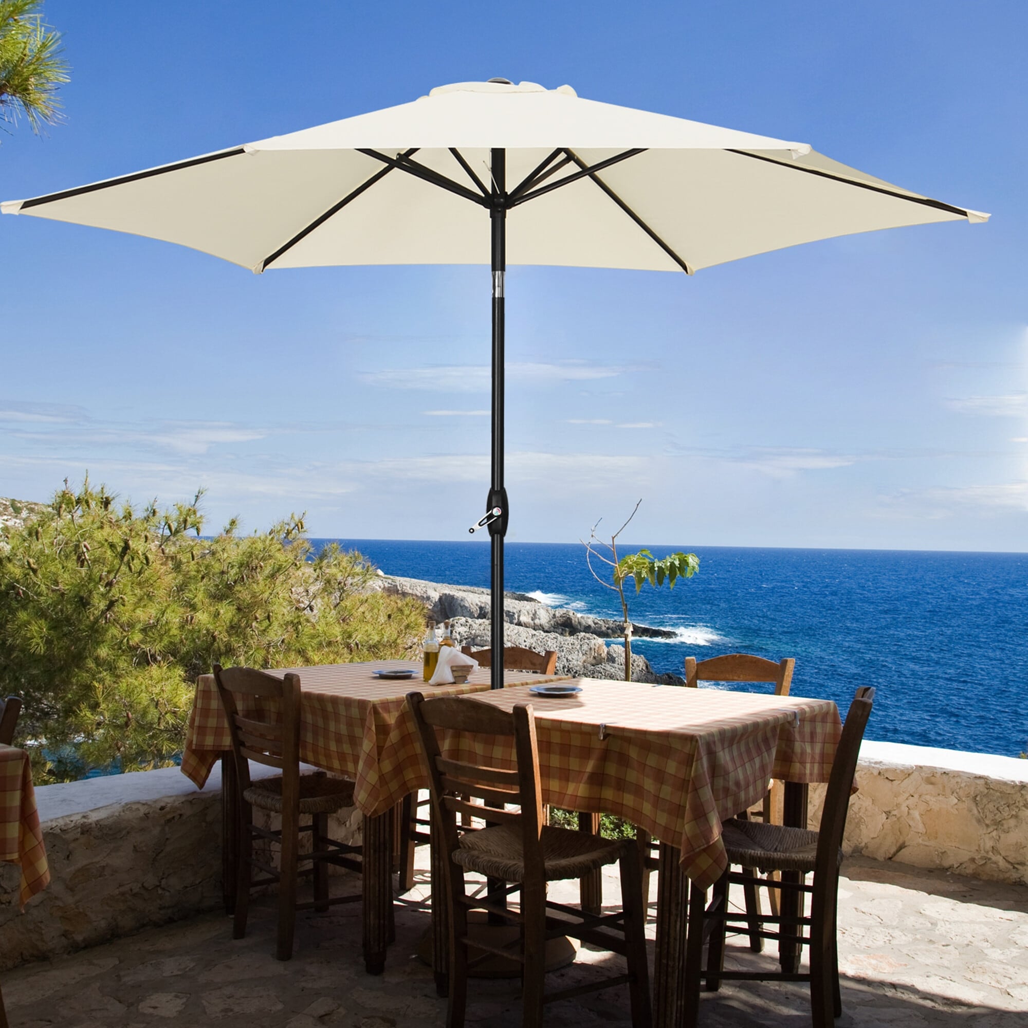 Ainfox 9ft Outdoor Patio Umbrella Multi-color Crank Lift Without Base