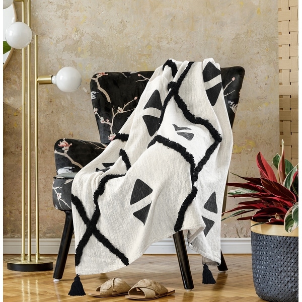 Sevita Modern Boho Tufted Diamond Cotton Standard Size Throw Blanket Bed Bath Beyond 33699390