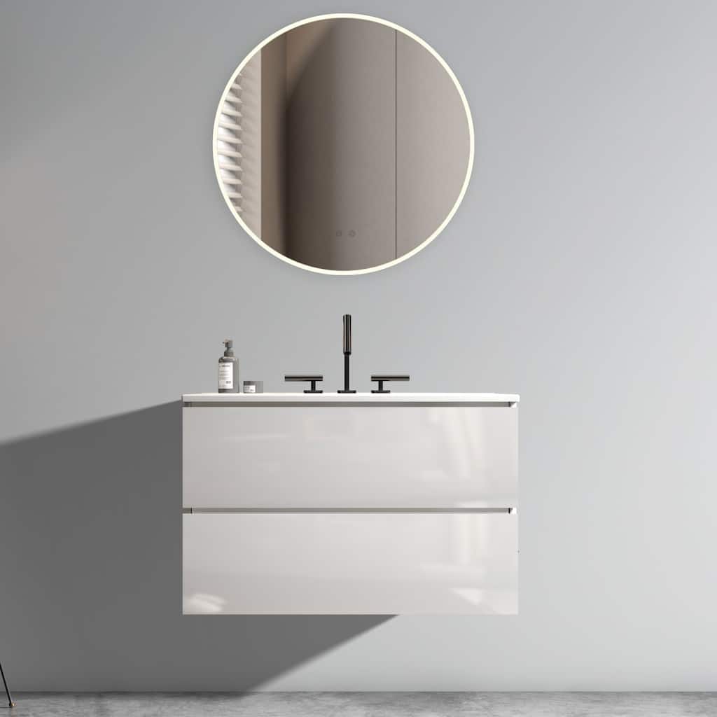 30" Wall Mount Bathroom Vanity with Ceramic Sink