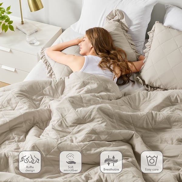 dimension image slide 0 of 2, Chelsea Square Himari Diamond Quilted Ruffle Edge Comforter Set