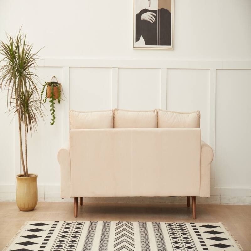 Plush Microfiber Sofa, High-Density Foam Comfort, Solid Wood Frame